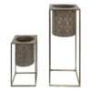 2ks bronzové antik květináče na nohou Fane - 25*25*62 cm / 20*20*34 cm Clayre & Eef Clayre & Eef www.eLovci.cz