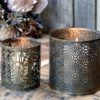 2ks bronzový antik svícen na širokou svíčku Nancy - Ø 15*15 / Ø 12*12cm Chic Antique Chic Antique www.eLovci.cz