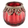 Červený svícen na čajovou svíčku - Ø 8*8 cm Clayre & Eef Clayre & Eef www.eLovci.cz