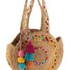 Hnědá jutová kabelka s barevným prošitím Tass - Ø31*21 cm J-Line by Jolipa J-Line by Jolipa www.eLovci.cz