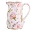 Keramický dekorační džbán s růžovými květy Floral Étel - 16*11*18cm Chic Antique Chic Antique www.eLovci.cz