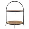 Kovovo-dřevěný 2-patrový etažér s akáciovým dřevem Laon - Ø35*45 cm Chic Antique Chic Antique www.eLovci.cz