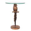 Měděný antik odkládací stolek s papouškem a skleněnou deskou Parrot - Ø 38*53 cm Clayre & Eef Clayre & Eef www.eLovci.cz