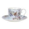 Modrý porcelánový šálek a podšálek s ptáčky Vivi - 11*8*7 / Ø 16*2 cm / 0.22L Clayre & Eef Clayre & Eef www.eLovci.cz