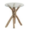 Odkládací dřevěný stolek se skleněnou deskou Branch - Ø50*58cm J-Line by Jolipa J-Line by Jolipa www.eLovci.cz