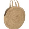 Přírodní veliká kulatá kabela do ruky Bag Round Grass - 50*5*58cm J-Line by Jolipa J-Line by Jolipa www.eLovci.cz