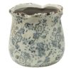 Retro béžový květináč se šedými květy Alana M - Ø 15*14 cm Clayre & Eef Clayre & Eef www.eLovci.cz