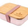 Růžový nerezový svačinový box s bambusovým víčkem - 1200ml/ 20*15*6,5cm Goodways Goodways www.eLovci.cz