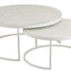 Set 2 bílých kovových stolků s ornamentovou deskou - Ø79*36 cm J-Line by Jolipa J-Line by Jolipa www.eLovci.cz