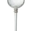 Středně velký skleněný  transparentní svícen na nožičce na čajovou svíčku  se stříbrným zdobením  - Ø 9*25 cm J-Line by Jolipa J-Line by Jolipa www.eLovci.cz