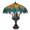Vitrážová stolní lampa Tiffany Paons – Ø 56*68 cm E27/max 2*60W E14/max 1*25W Clayre & Eef Clayre & Eef www.eLovci.cz