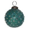 Zeleno-stříbrná skleněná ozdoba koule - Ø7*7 cm Clayre & Eef Clayre & Eef www.eLovci.cz